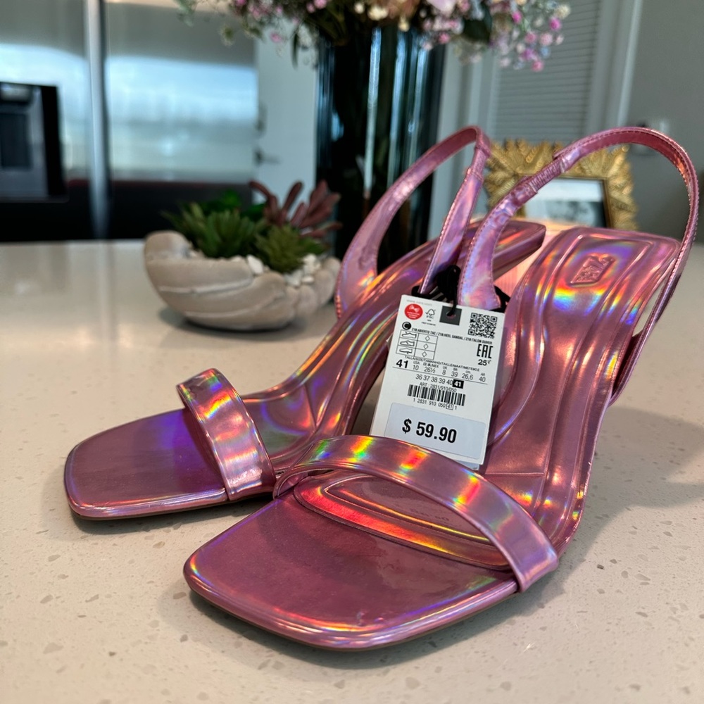 Zara iridescent heeled sandals